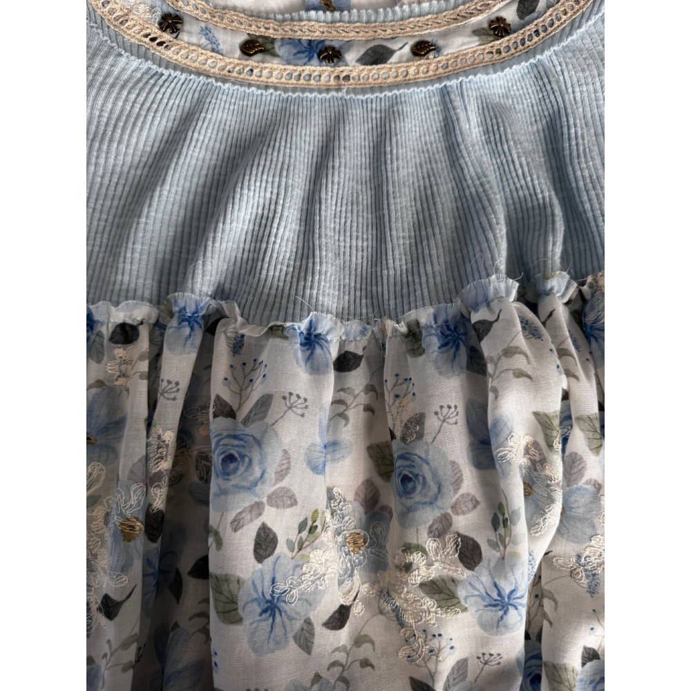 Womens Pol Powder Blue Floral Blouse L - Picture 2 of 16